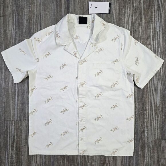 Nike Air Jordan Flight Essentials Denim Button-Down Shirt Off-White Women's S LE - Picture 1 of 8